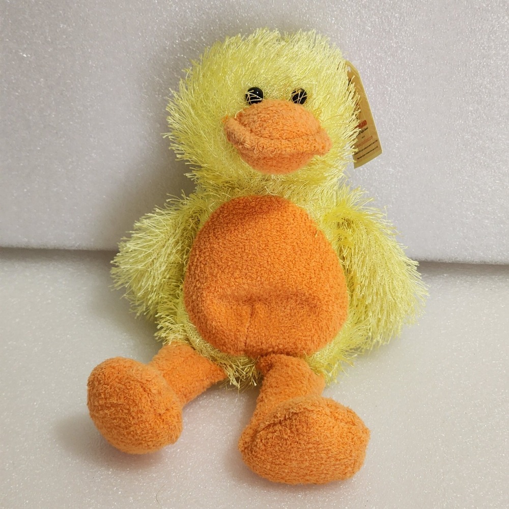 Plushland March of Dimes Duck Shaggy Yellow Orange Bean Bag Plush 8" 2006 NEW